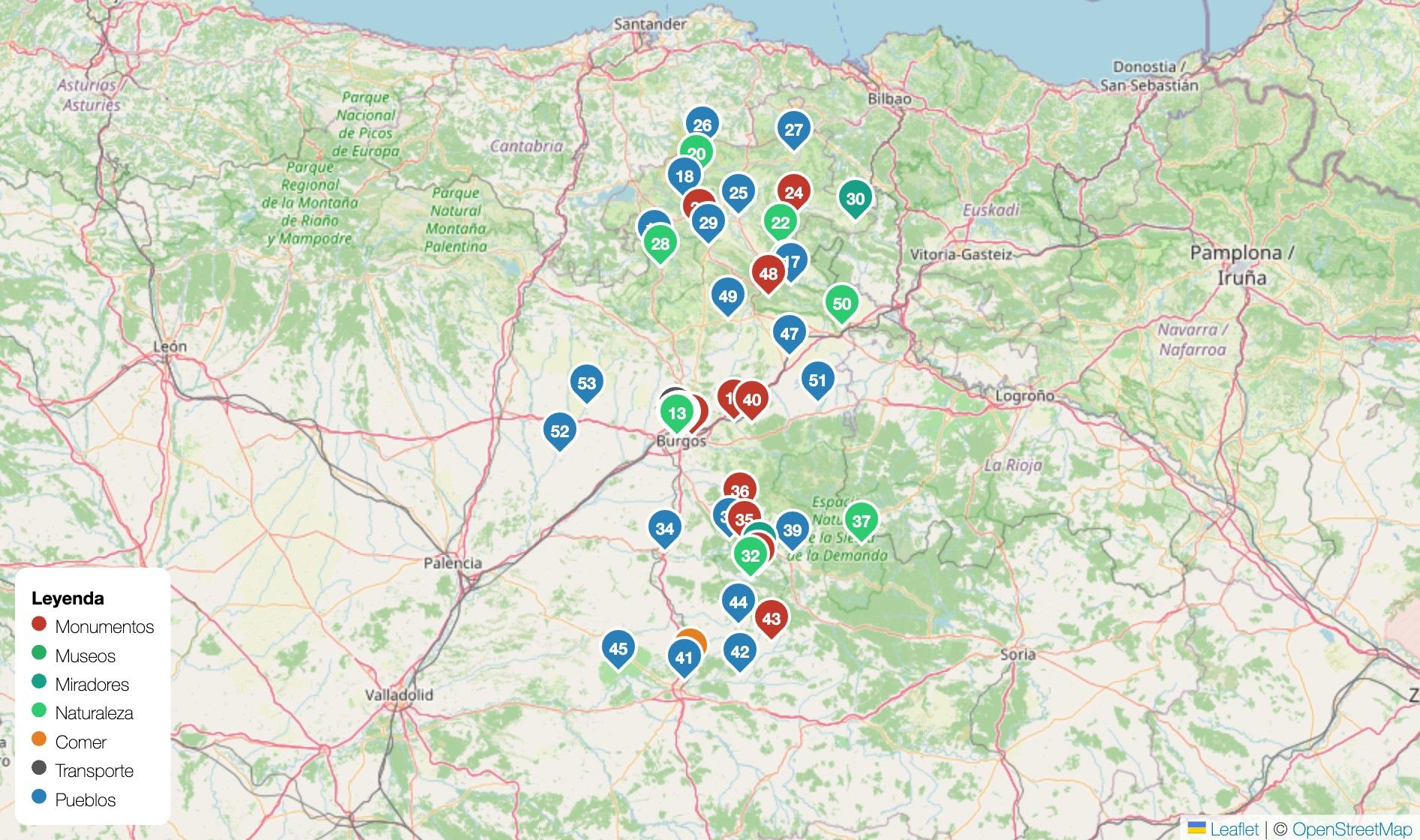 Mapa de Burgos en PDF para imprimir