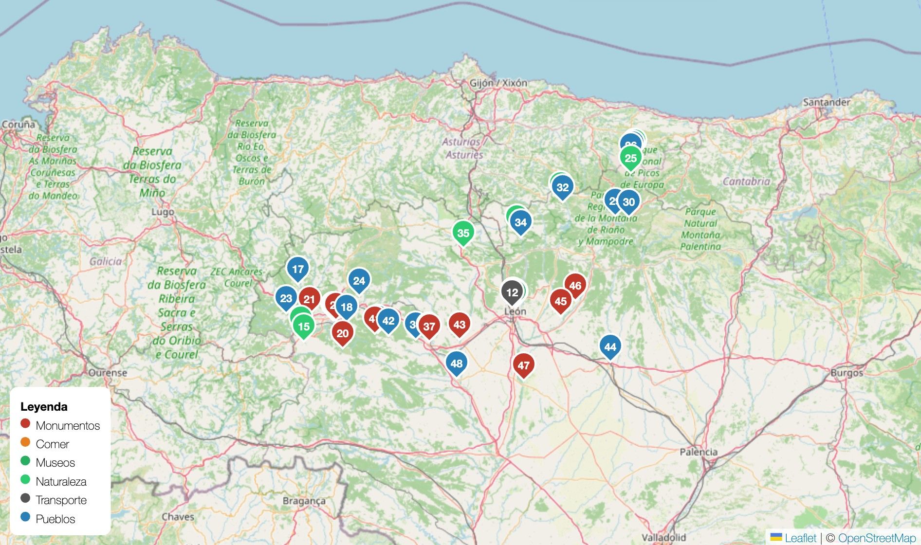 Mapa de León en PDF para imprimir