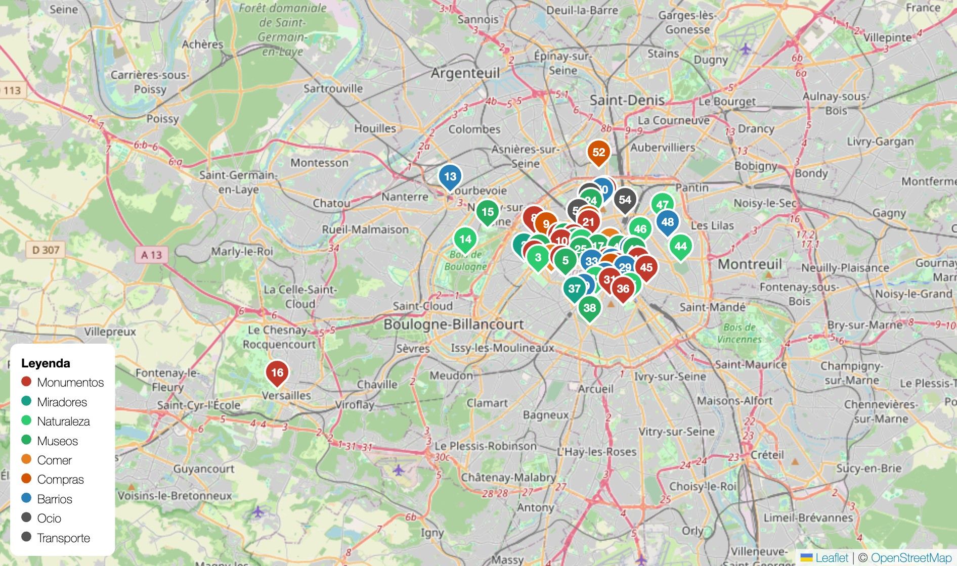 Mapa de París en PDF para imprimir
