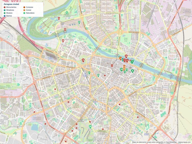 Mapa de Zaragoza en PDF para imprimir
