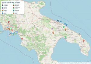 Mapa de la ruta por el sur de Italia en PDF para imprimir