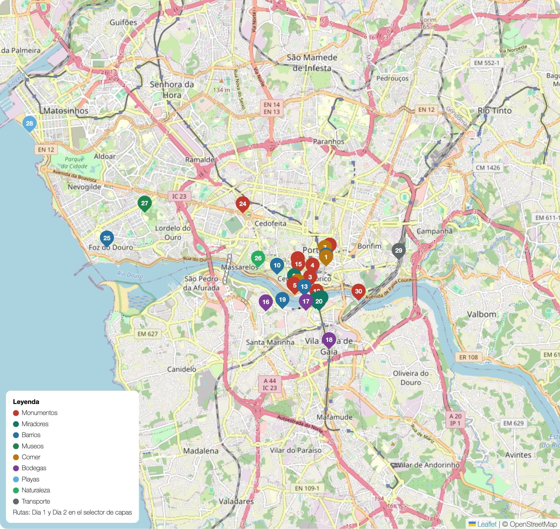 Mapa turístico de Oporto en PDF para imprimir