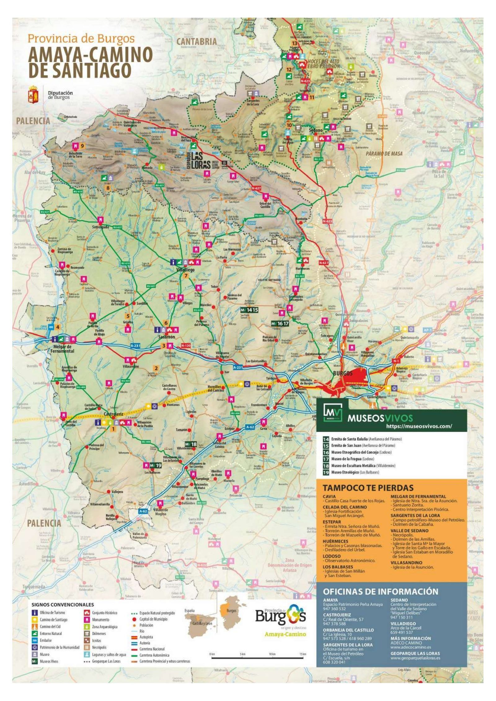 Mapa turístico de la comarca Amaya-Camino de Santiago, de la Diputación de Burgos