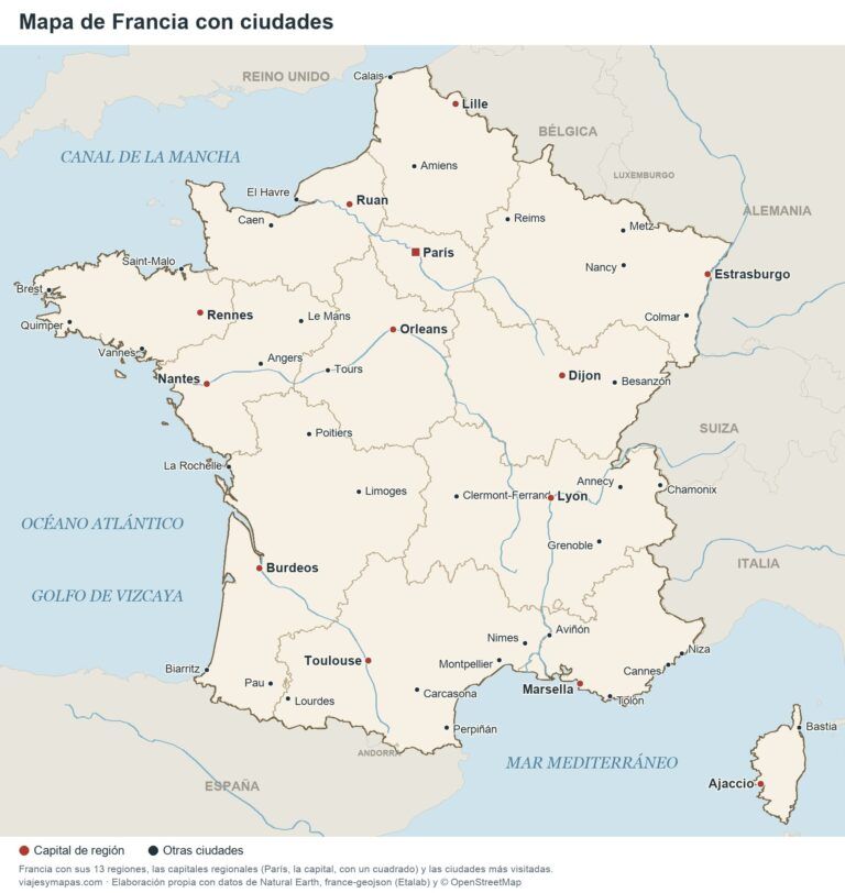 Mapa de Francia en PDF para imprimir