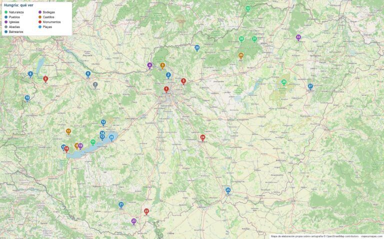 Mapa de Hungría en PDF para imprimir