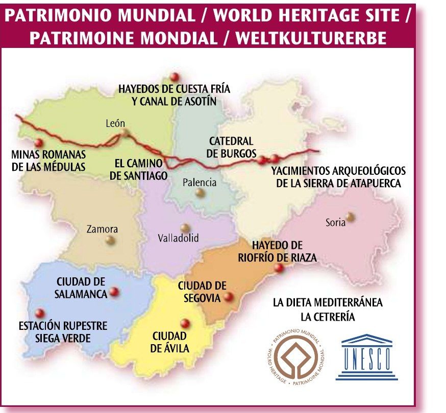Mapa del Patrimonio Mundial en Castilla y León, de la Junta de Castilla y León