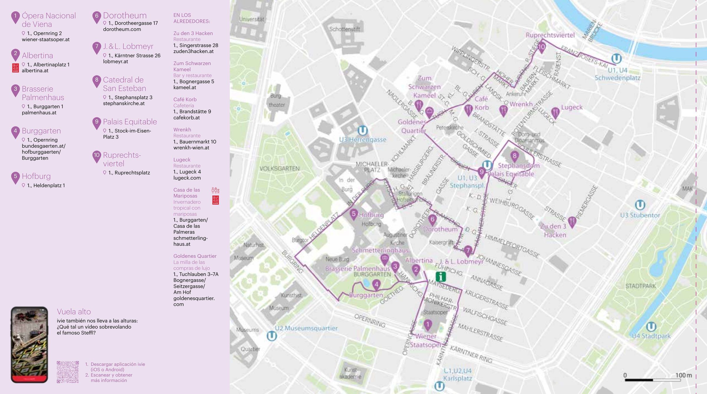 Plano del paseo por el centro histórico de Viena de la Oficina de Turismo de Viena