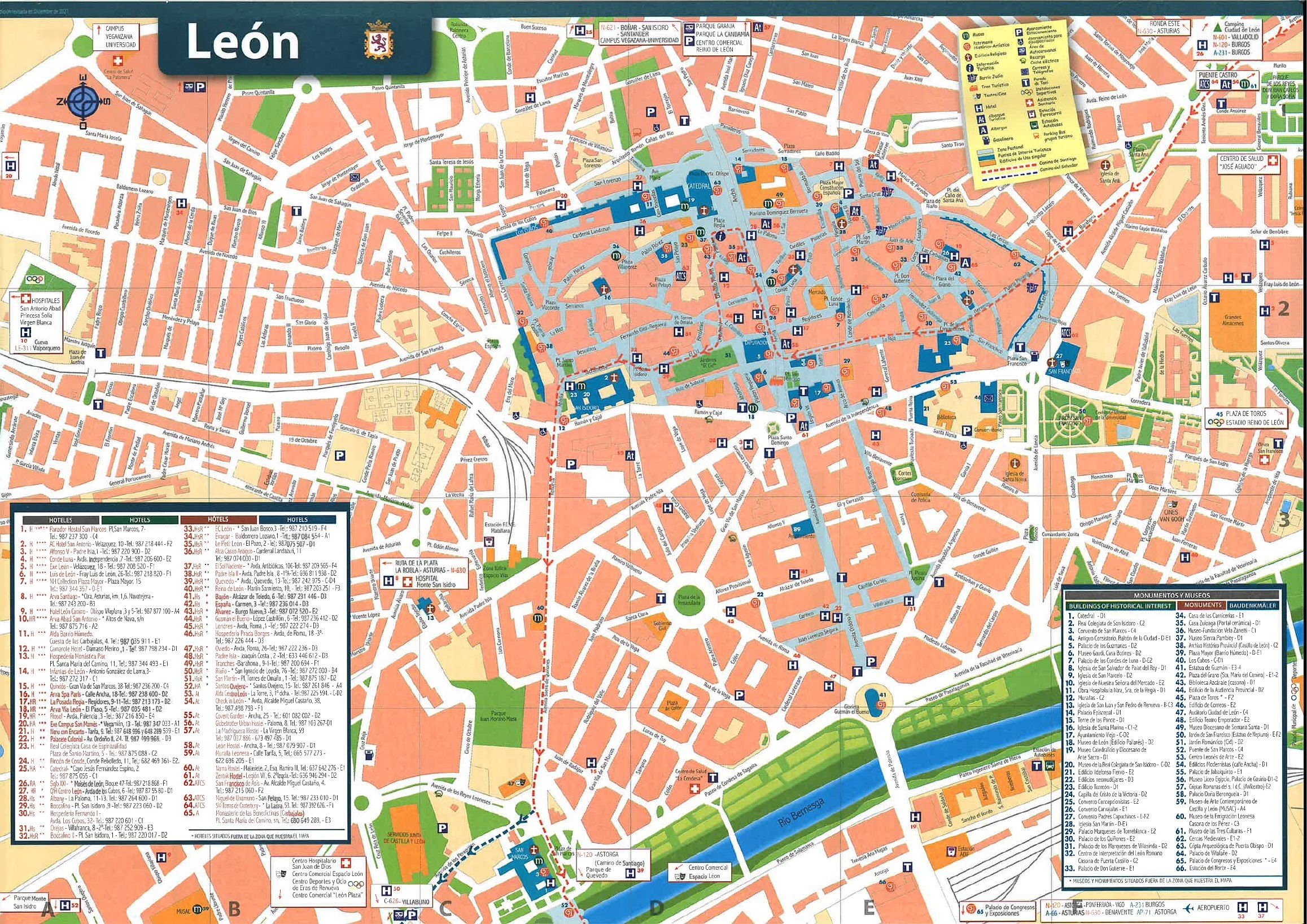Plano turístico de León del Ayuntamiento de León