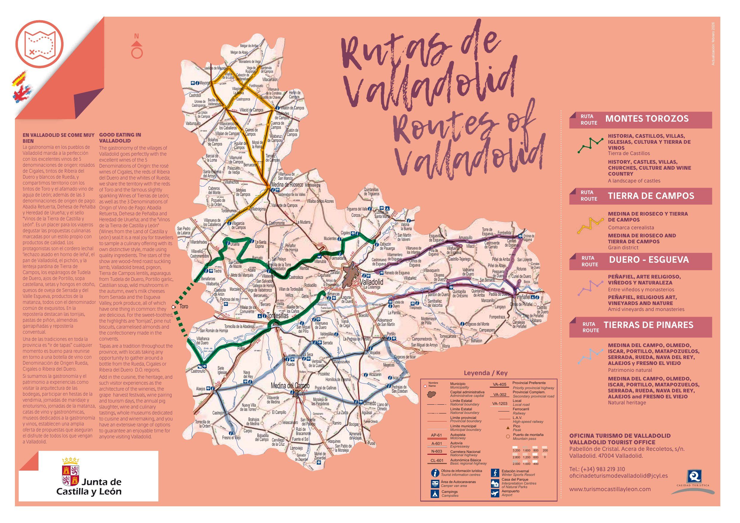 Mapa de las rutas por la provincia de Valladolid 2026